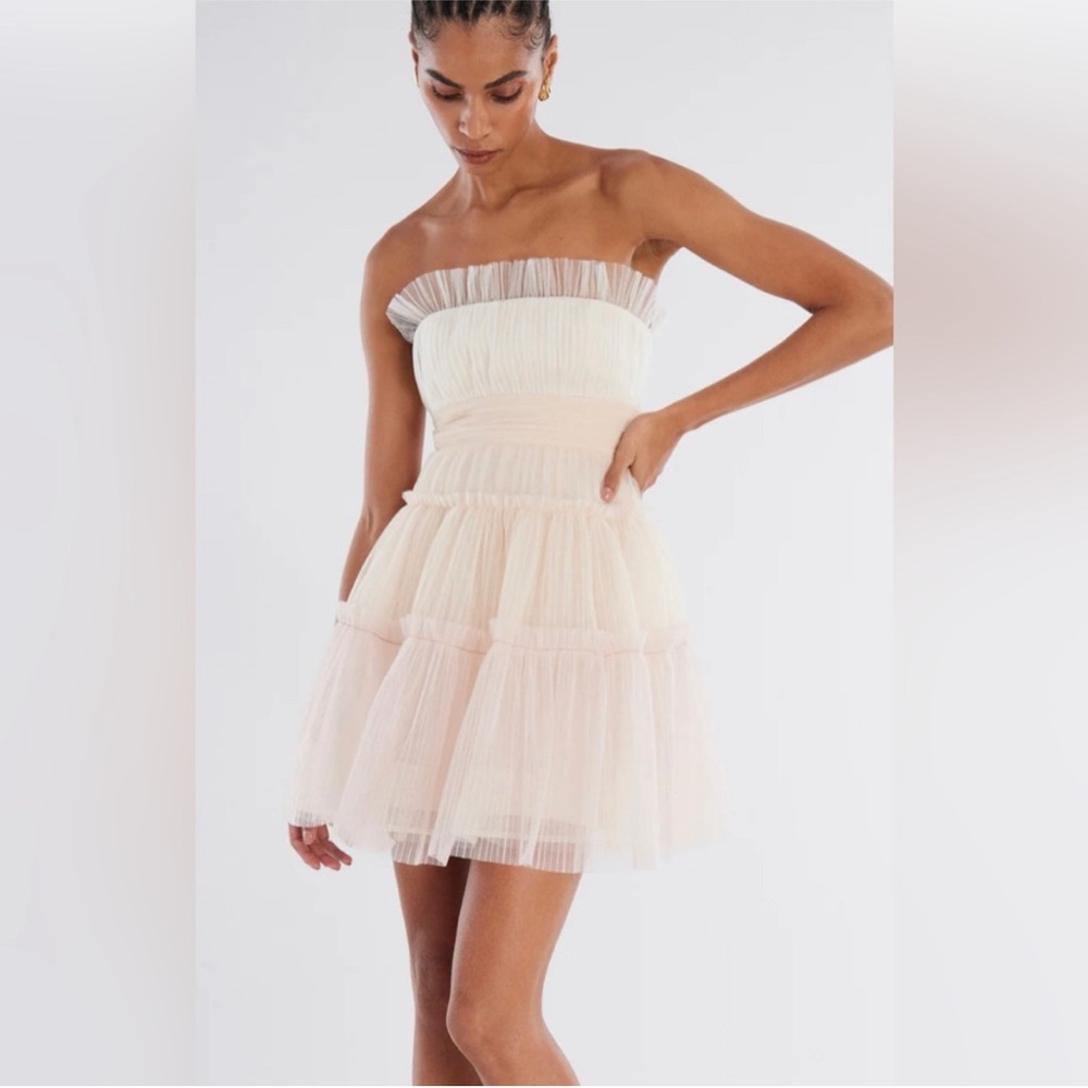 BCBGMaxazria Strapless Tiered Tulle Mini Dress Size 12 New w/Tag ONLINE for $398 - Picture 5 of 17